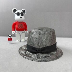 🚩steal authentic CHANEL Metallic Silver and Black Hat